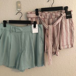 Forever 21 New Shorts 2 pairs size L Green Purple